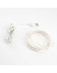 Гирлянда Роса 10м 100Led IP20 белый свет прозрачный провод USB 48187 Feron
