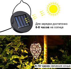 Светильник винтажный на солнечных батарейках подвесной EPECOLED