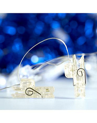 Гирлянда Прищепки 4.5м 50Led IP20 теплый белый свет прозрачный провод USB 41652 Feron